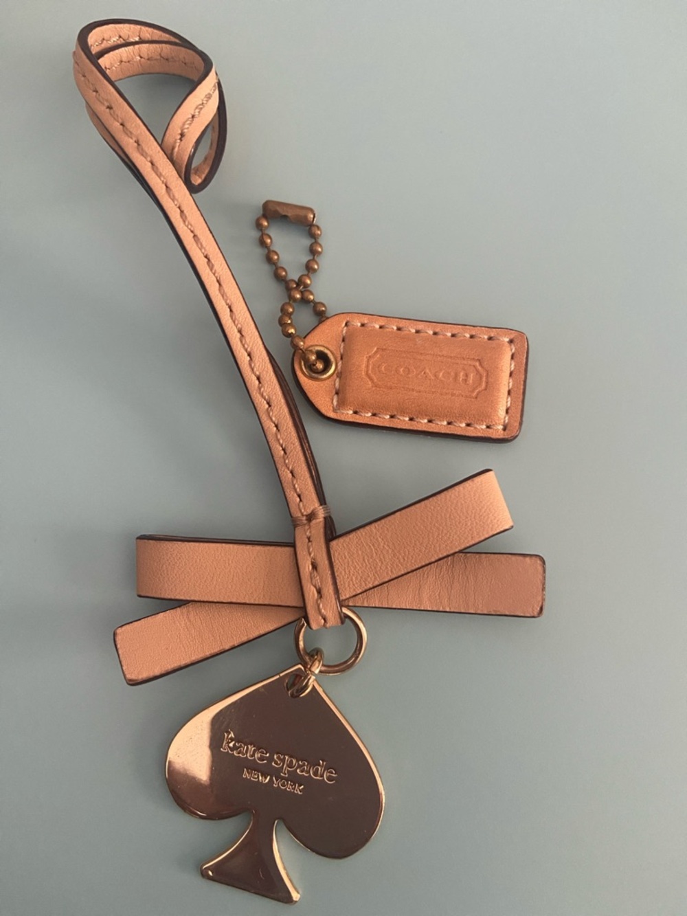 Coach hang tag and Gold Spade Pendant bag charm